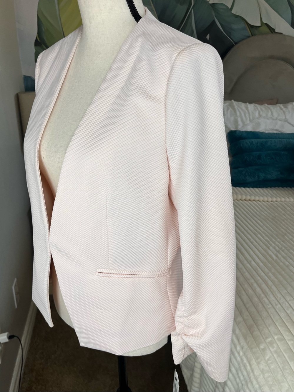 Amanda + Chelsea Light Pink Women's Open Front Blazer Jacket Large